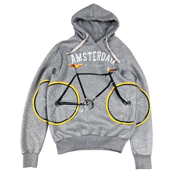 Amsterdam Biketown Fox Originals Grey Unisex Bicycle Hoodie Sz Large - Picture 1 of 7